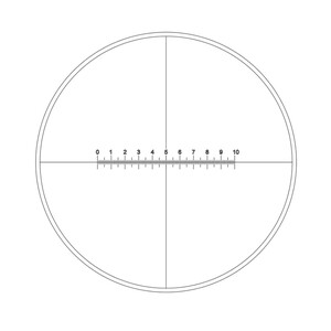 Motic Micrometer scale plate Reticle with 100/10mm , crosshair, Ø19mm (RedLine100)