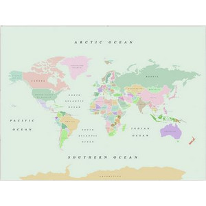 Mappemonde Miss Wood Woody Map Watercolor Retro L