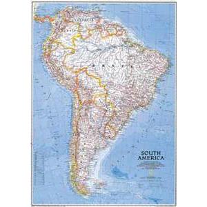 National Geographic Continent map south America, politically groïoe