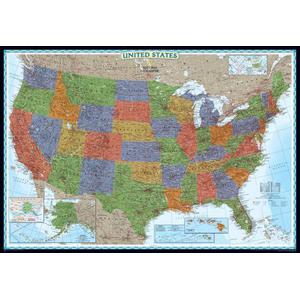 National Geographic The decorative USA map politically, laminates