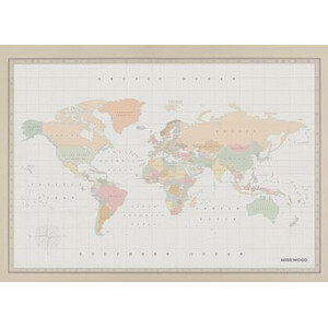 Miss Wood Woody Map Watercolor Colonial L