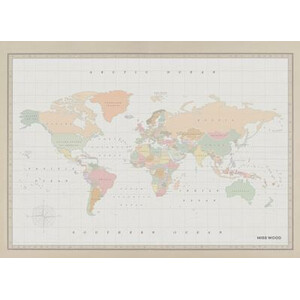 Miss Wood Woody Map Watercolor Colonial XL