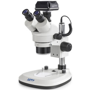 Kern Microscope OZL 466C825, Greenough, Column, 7-45x, 10x/20, Incident/Transmitted light 3W LED, Ringlight, Camera 5MP, USB 2.0