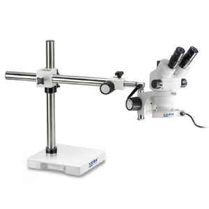 Kern Stereo zoom microscope OZM 913, trino, 7x-45x, HSWF 10x23 mm, Stativ, Einarm (515 mm x 614 mm) m. Tischplatte, Ringlicht LED 4.5 W