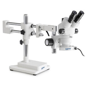 Kern Stereo zoom microscope OZM 923, trino, 7-45x, HSWF 10x23 mm, Stativ doppelarm, 430x480mm, m. Tischplatte, Ringlicht LED 4.5 W