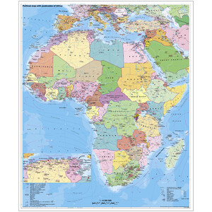 Stiefel Continental map Afrika politisch mit PLZ auf Platte zum Pinnen und magnethaftend