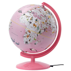 emform Globe Wildlife World Light Pink 25cm