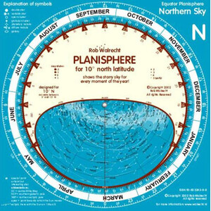 Rob Walrecht Star chart Planisphere 0° Equator 25cm