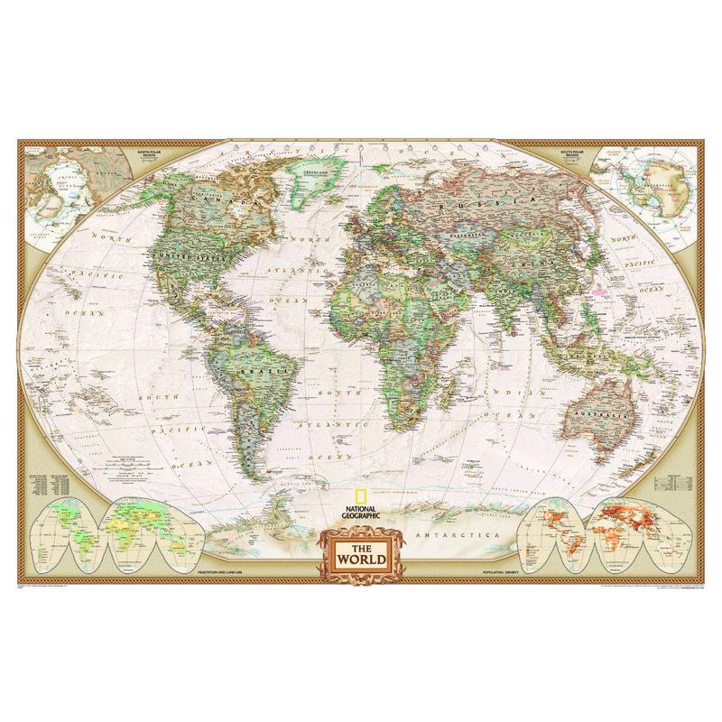 National Geographic Antique world map, political, very large format