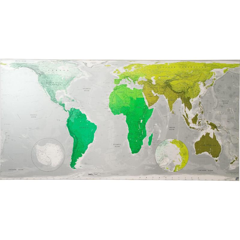 The Future Mapping Company Colour Map Weltkarte groß smaragd-metallic-linde-khaki