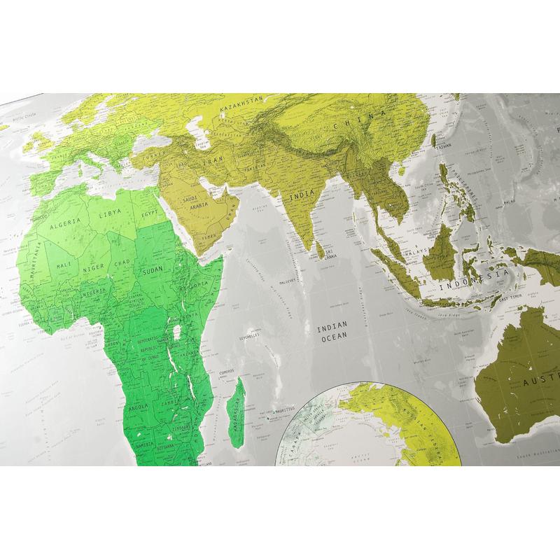 The Future Mapping Company Colour Map Weltkarte groß smaragd-metallic-linde-khaki