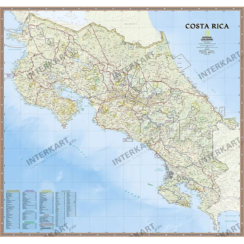 National Geographic Map Costa Rica (96 x 91 cm)