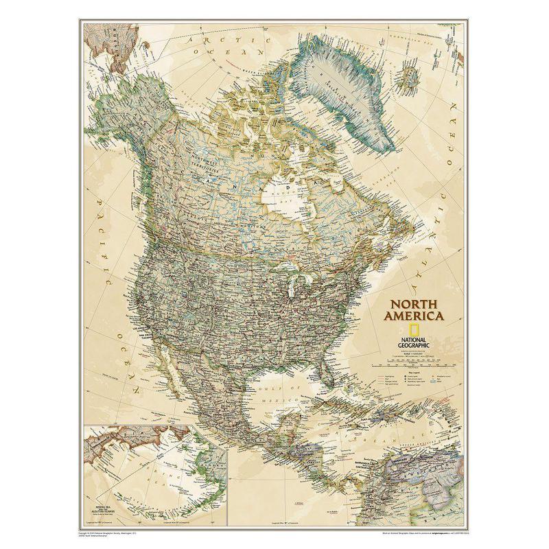 National Geographic antique map of North America