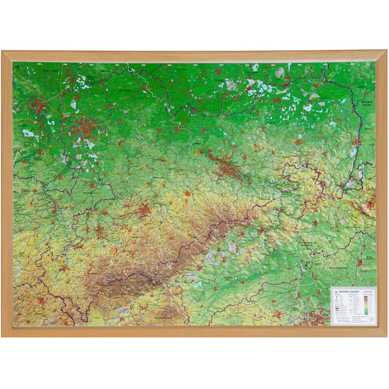 Georelief Regional map Saxony