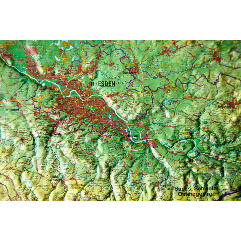 Georelief Regional map Saxony