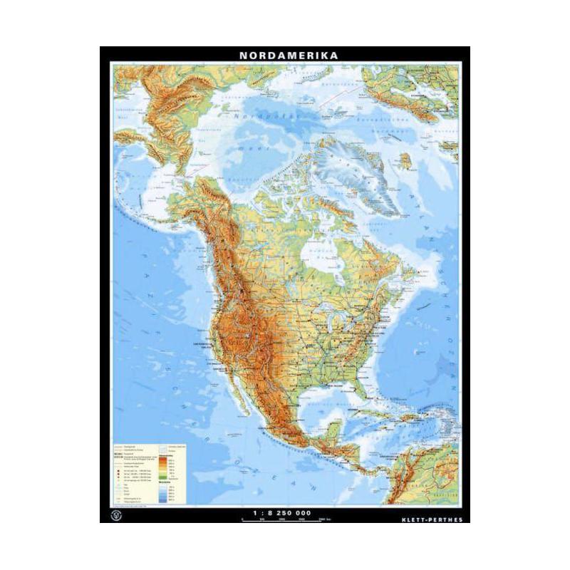 Klett-Perthes Verlag Continental map North America physical / political (P) 2-sided