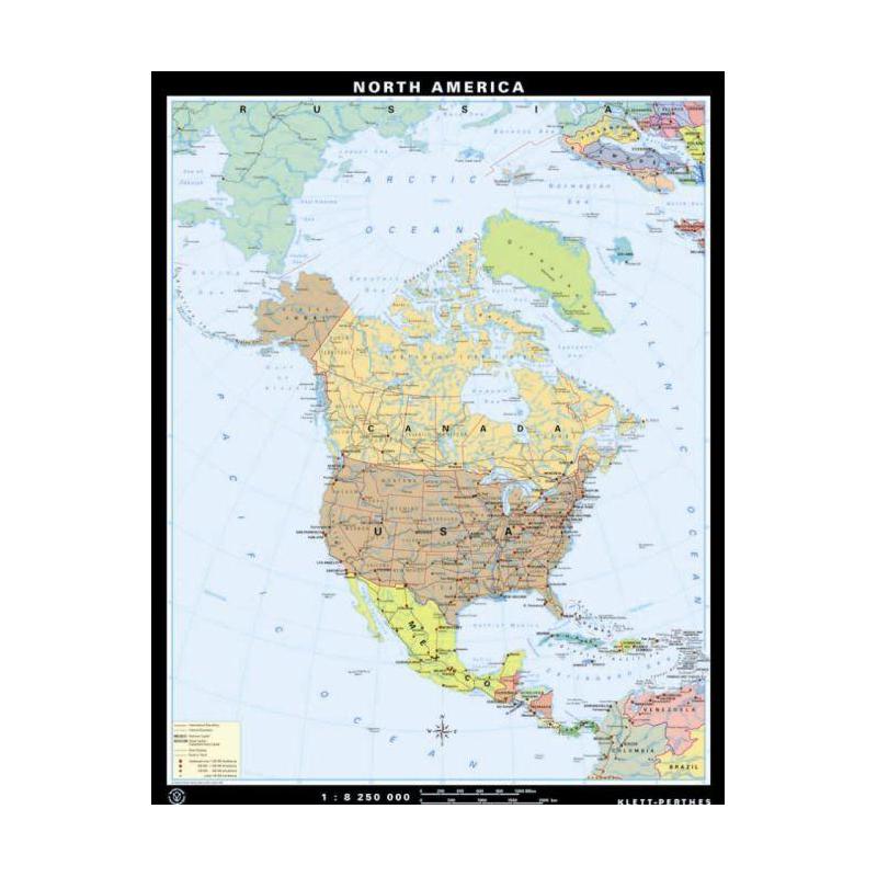 Klett-Perthes Verlag Continental map North America physical / political (P) 2-sided
