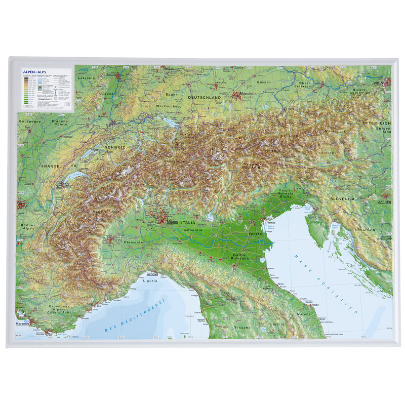 Georelief 3D relief map of the Alps, small (in German)