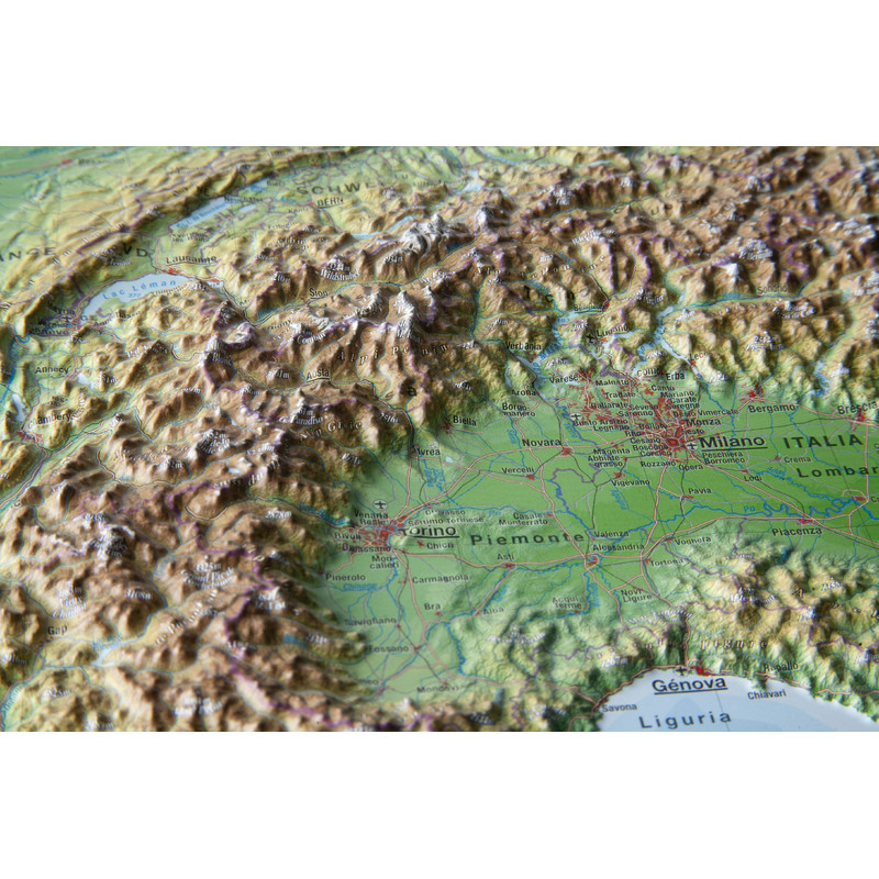 Georelief 3D relief map of the Alps, small (in German)