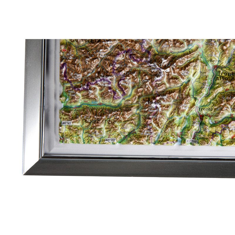 Georelief Large 3D relief map of Austria in aluminium frame (in German)