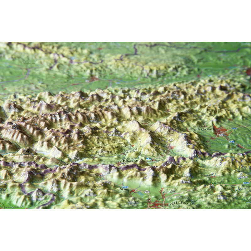 Georelief 3D relief map of Austria, small (in German)