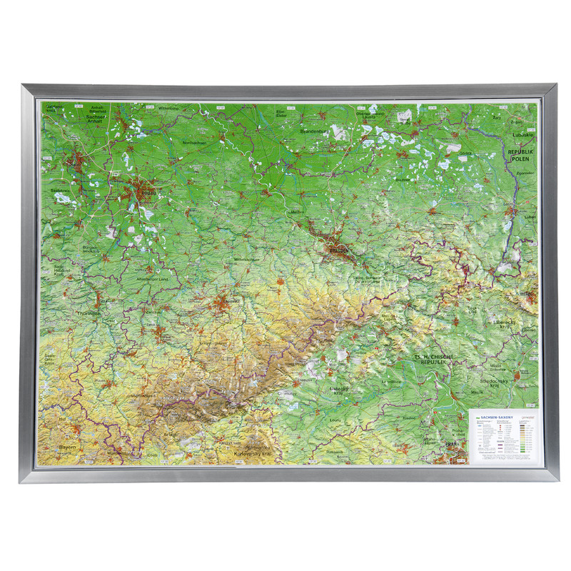 Georelief Regional map Saxony