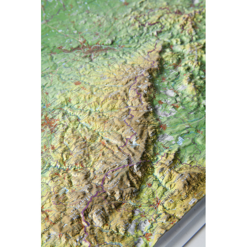 Georelief 3D relief map of Saxony, small (in German)