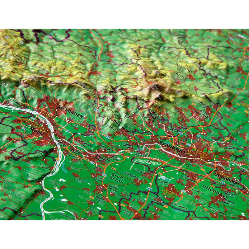 Georelief Large 3D relief map of Hesse (in German)