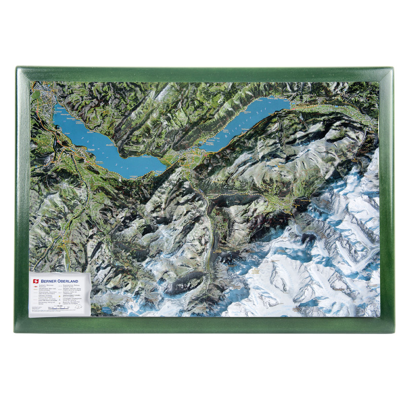 Georelief Bernese Oberland map in wooden frame (in German)