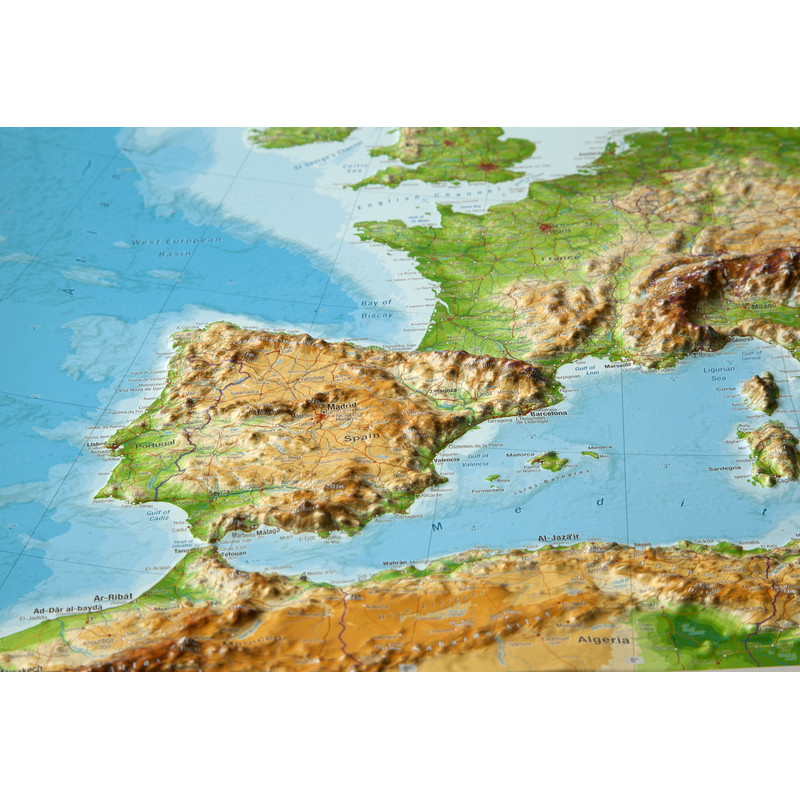 Georelief European relief map, large, 3D