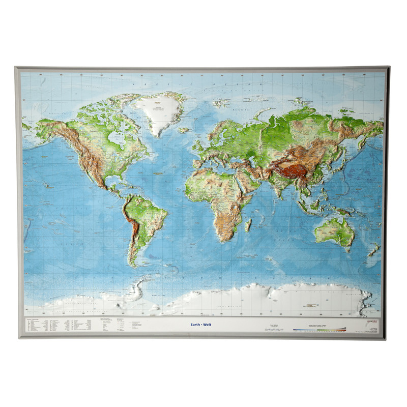 Georelief World relief map, large, 3D