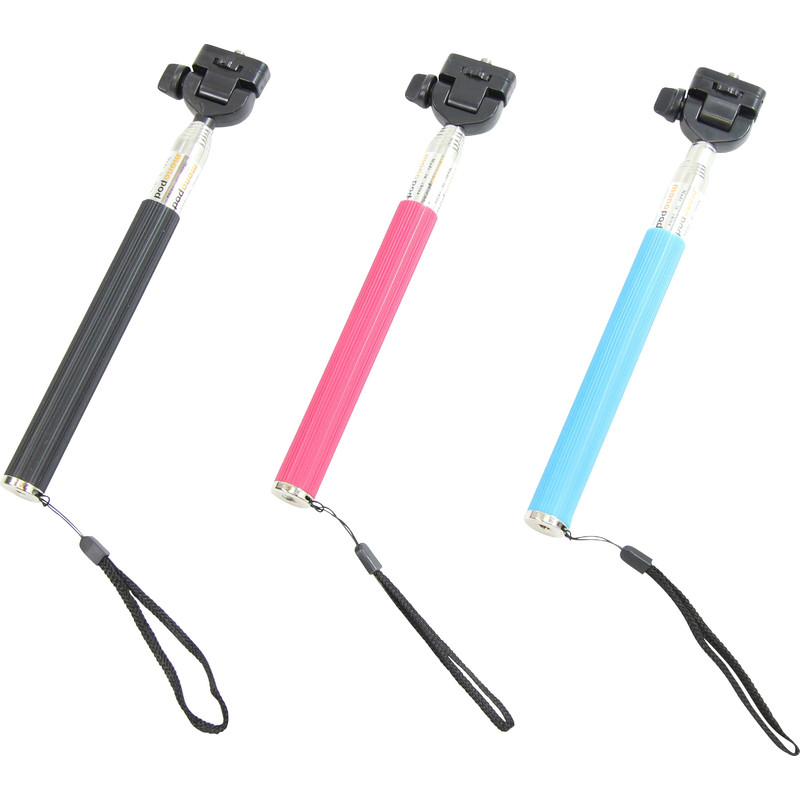 Aluminium monopod Selfie stick for smartphones and compact photo cameras, pink