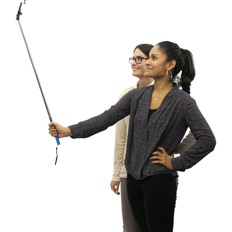Aluminium monopod Selfie stick for smartphones and compact photo cameras, pink