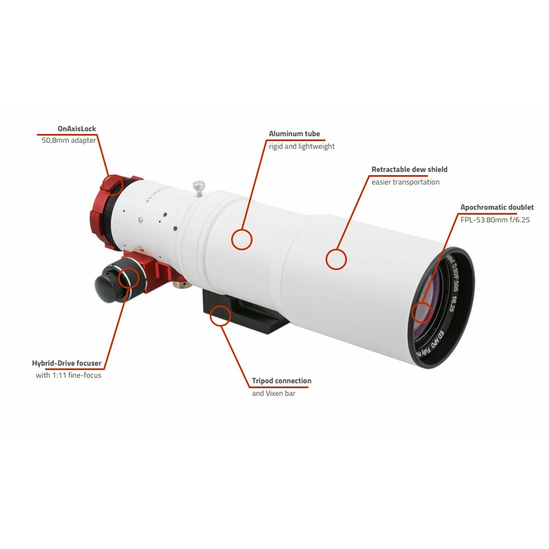 PrimaLuceLab Apochromatic refractor AP 80/500 ED Airy OTA