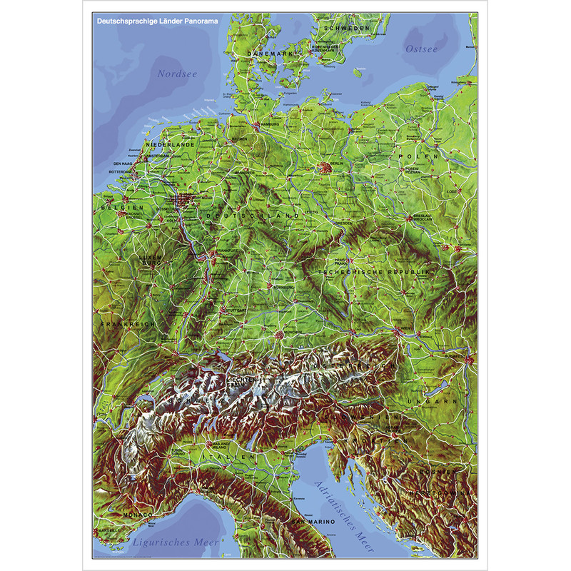 Stiefel Panorama map of German- speaking countries (in German)