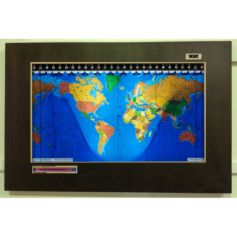 Geochron Original Kilburg world map in alder real wood veneer with espresso finish and gold bordering