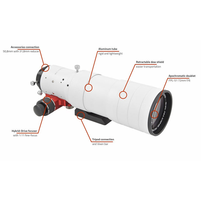 PrimaLuceLab Apochromatic refractor AP 72/430 ED Airy OTA