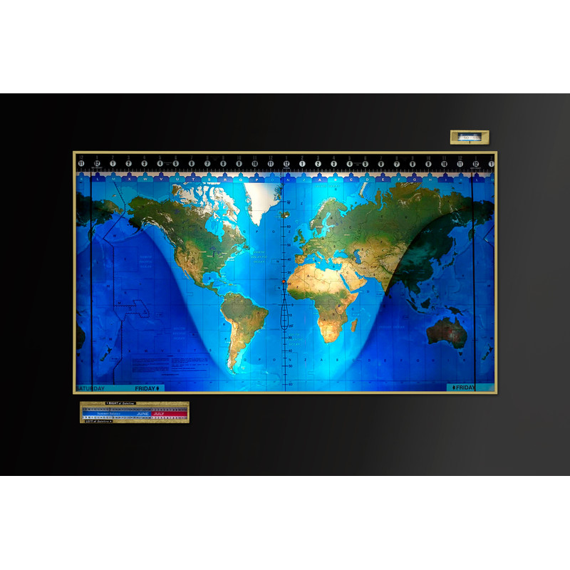 Geochron Original Kilburg physisch in schwarz lackiert Aluminiumausführung und goldfarbenen Zierleisten