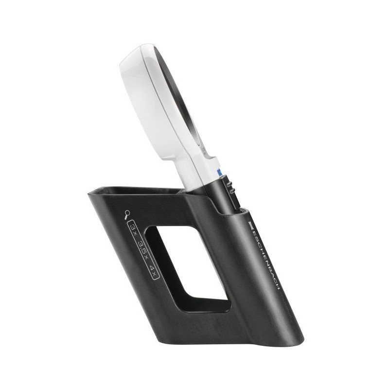 Eschenbach MOBASE stand for Mobilux LED illuminated pocket magnifiers: 3.0X/3.5X/4.0X