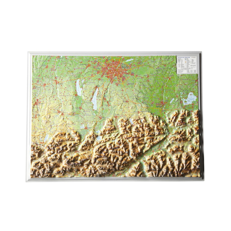 Georelief Bavarian uplands, 3D relief map, small