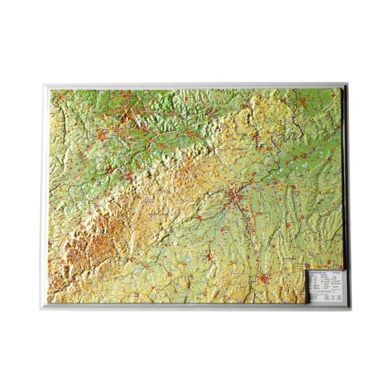 Georelief Swabian Alps 3D relief map, small