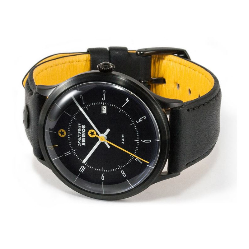 DayeTurner Clock SEIRIOS men's analogue watch, black leather strap