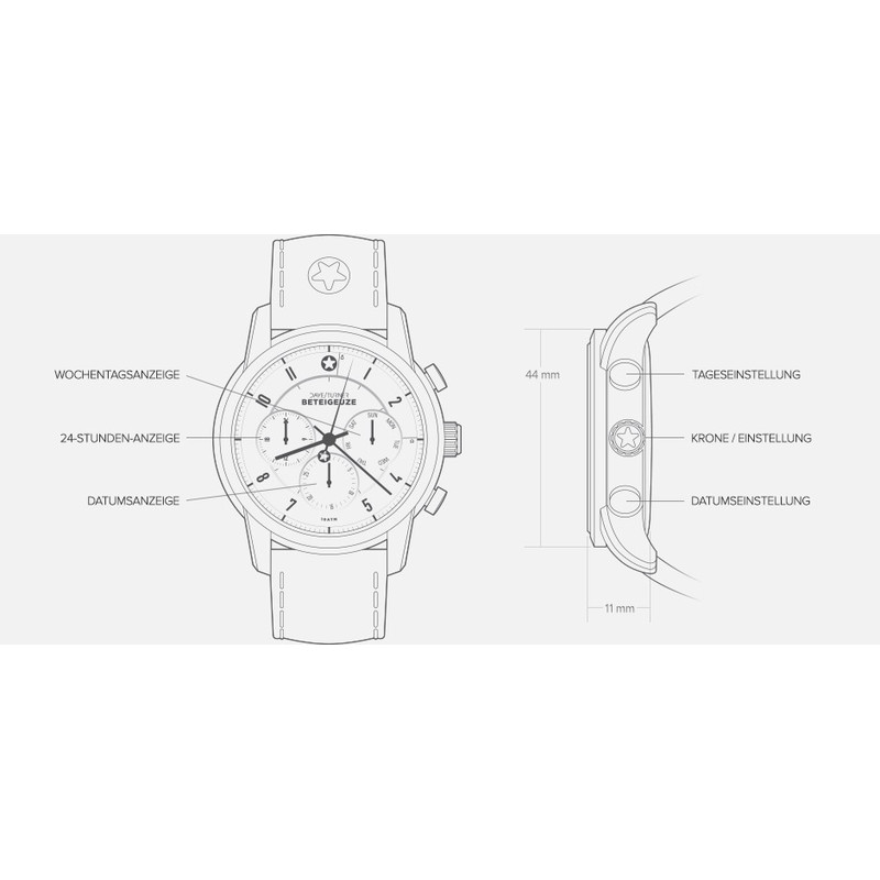 DayeTurner Clock BETELGEUZE men's analogue watch, silver - nylon, black/yellow strap