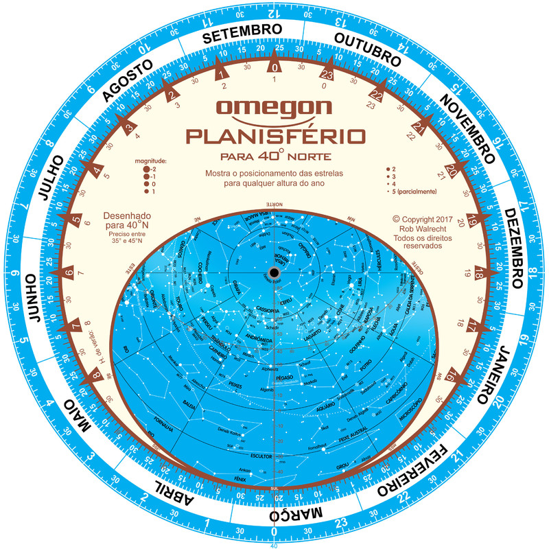 Omegon Star chart Carta de estrelas Planisfério 25cm / 40°