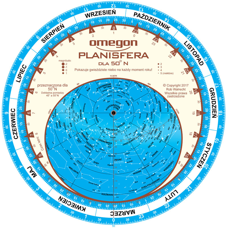 Omegon Star chart Obrotowa mapa nieba 25cm / 50°