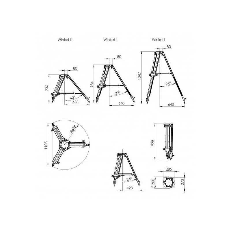 Berlebach Planet tripod with 37 cm accessory tray for Astro Physics 900