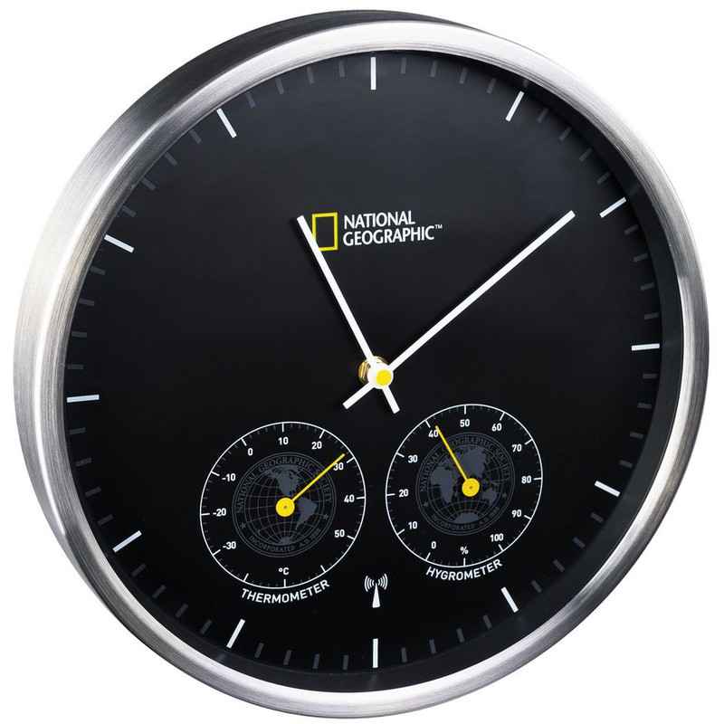 National Geographic Wall clock with thermometer and hygrometer