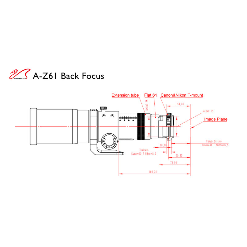 William Optics Apochromatic refractor AP 61/360 ZenithStar 61 Red OTA + Case