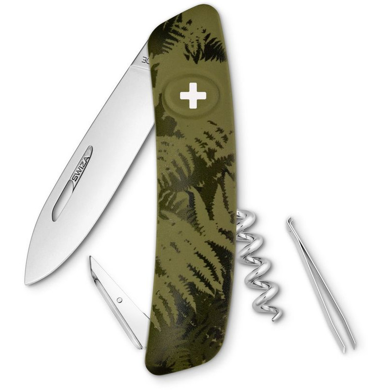 SWIZA Knives C01 Swiss Army Knife, SILVA Camo Fern khaki