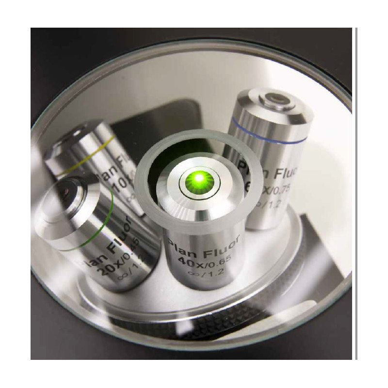 Optika Microscope IM-3FL4-UK, trino, inverse, FL-HBO, B&G Filters, IOS LWD U-PLAN F, 100x-400x, UK